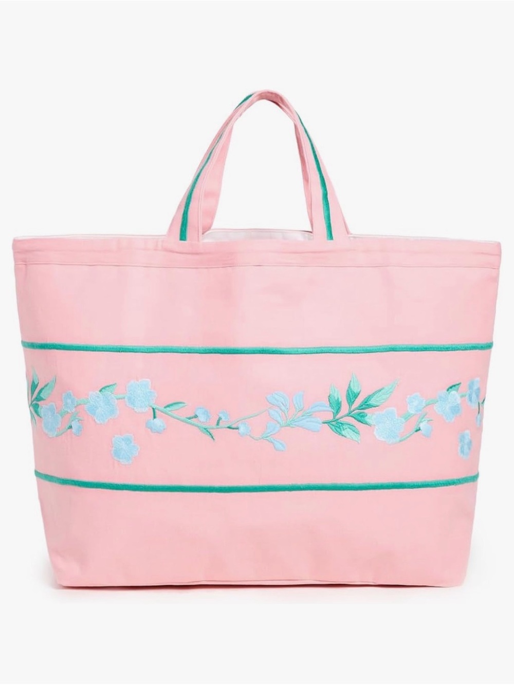 FANM MON geranium pink Women's Pembe Linen Embroidered Tote Bag